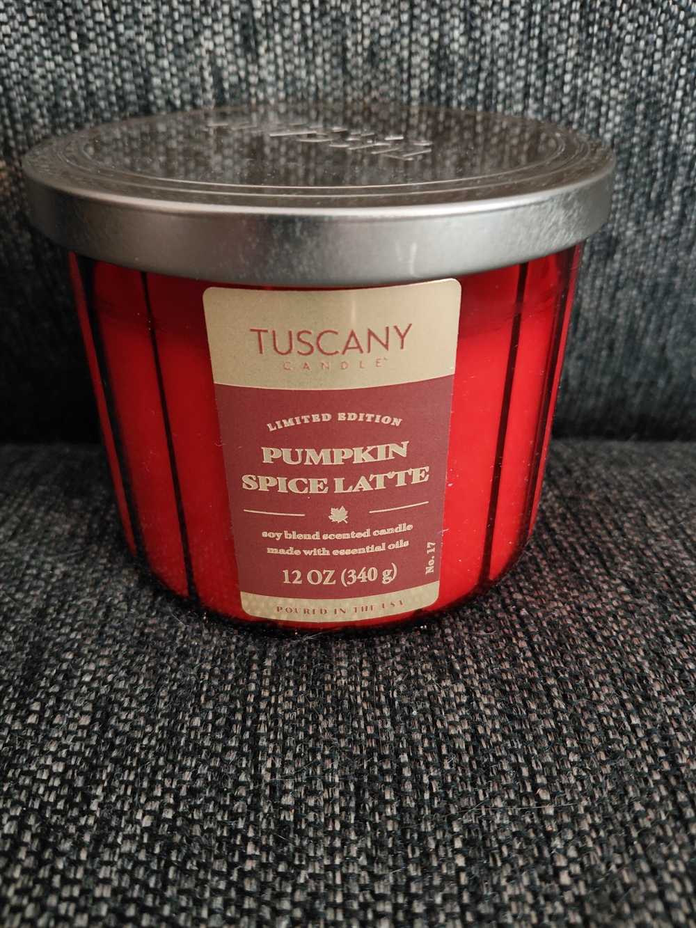 Tuscany Pumpkin Spice Latte Scented Red Jar Candle